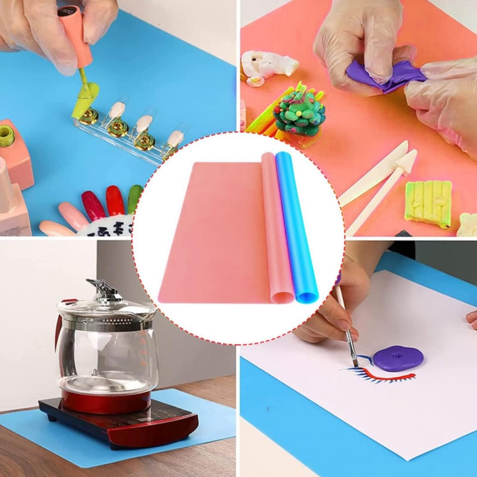 HENGBIRD Set 3 Tappetini Silicone 40x30cm - Tovagliette Merenda Lavabili, Antiaderenti