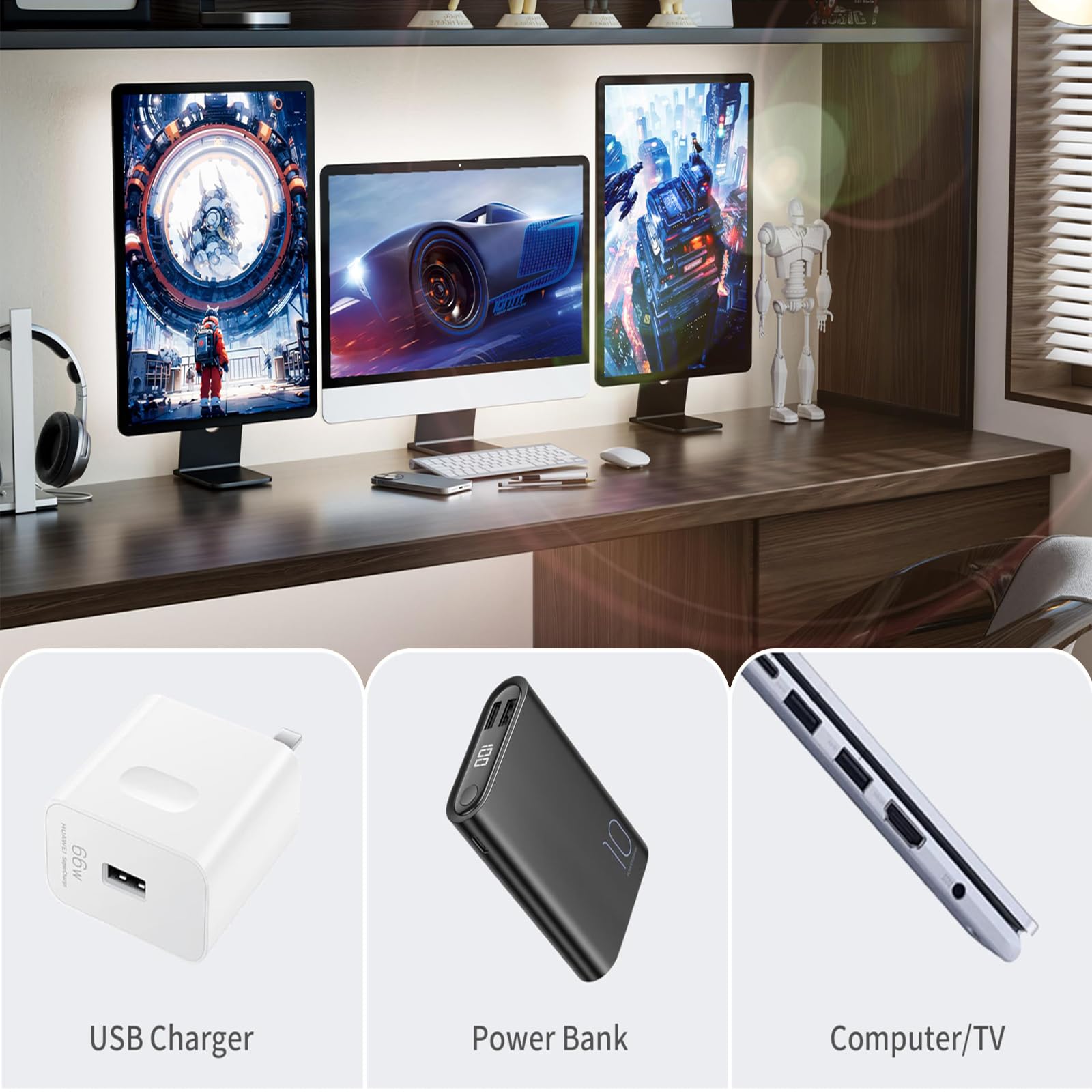 Striscia LED USB da 5 V, confezione da 2 strisce di luce COB, bianca, 1 m, 8 W, 5 V, striscia LED luminosa flessibile per sotto armadio, cucina, retroilluminazione TV