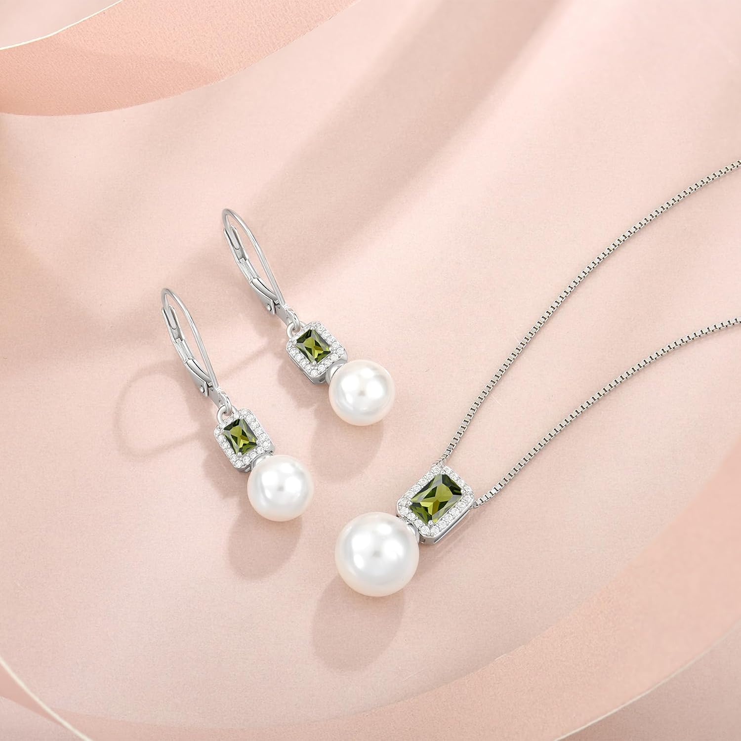 Pearl Earrings for Women 925 Sterling Silver Birthstone and Pearl Dangle Drop Leverback Earrings Jewelry Gifts for Her