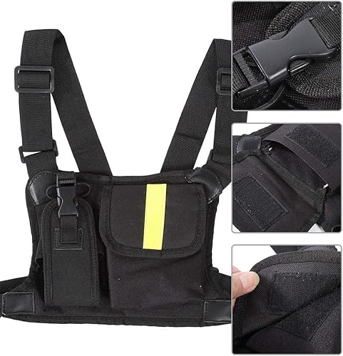 Miniatura 6 de Acogedor Arnés para el pecho, paquete frontal, de nailon amarillo brillante, para radio, arnés de pecho, paquete frontal, funda para chaleco,