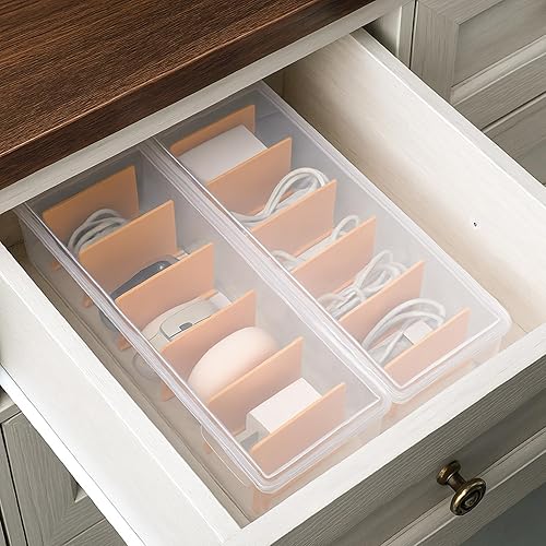 Miniatura 6 de Paquete de 3 cajas organizadoras de cables, organizador de almacenamiento de cables con tapa, organizadores de cables electrónicos de escritorio,