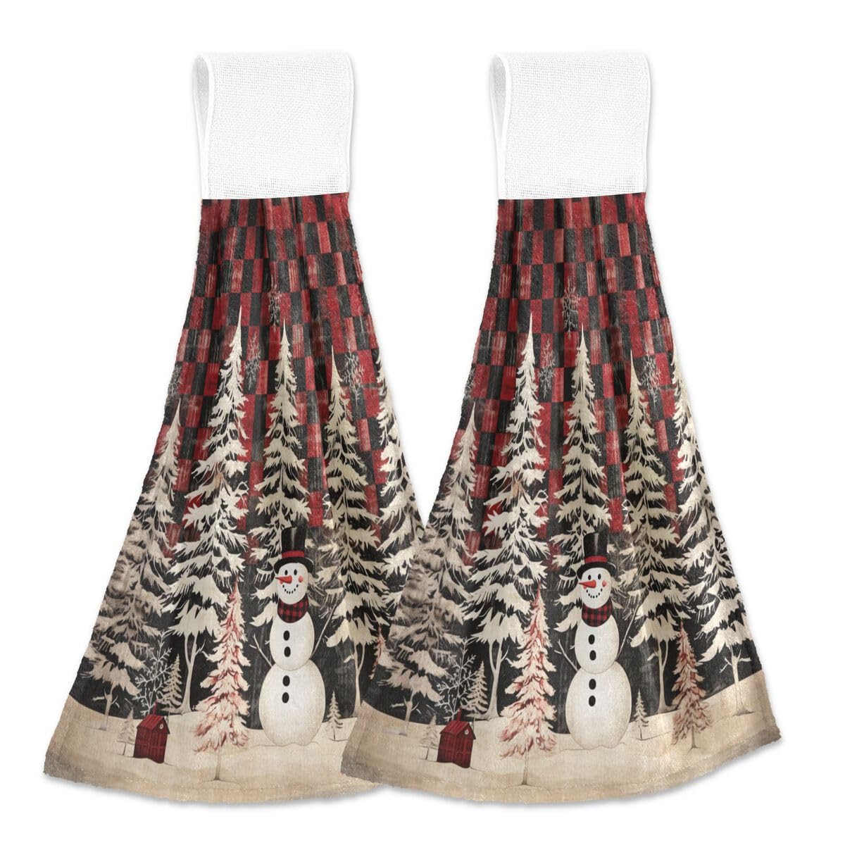 Serviette de cuisine suspendre ALAZA lot de 2 essuie-mains bonhomme de neige 35x45 cm