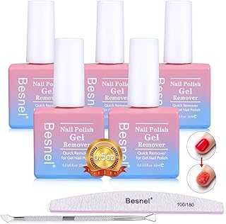 Besnel Gel Nail Polish Remover 5 Pack Professional Gel Polish Remover Non-Irritating Quick Easy，Nail Polish Gel Remover To...