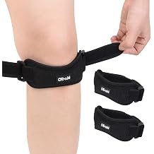 OTraki Patella Tendon Knee Strap 2 Pack Elastic Cushion Support Brace Men | Knee Support Brace for Women Running Straps for Hiking Soccer Basketball Tennis Squats Men Comfort Joint Pain Relief