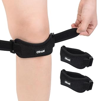 OTraki Patella Tendon Knee Strap 2 Pack Elastic Cushion Support Brace Men