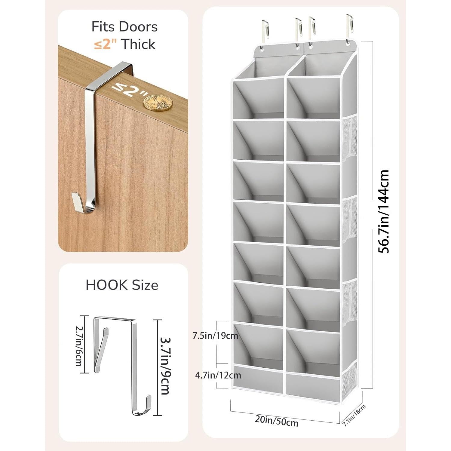 Organizer da porta, portaoggetti for camera da letto sospeso di grande