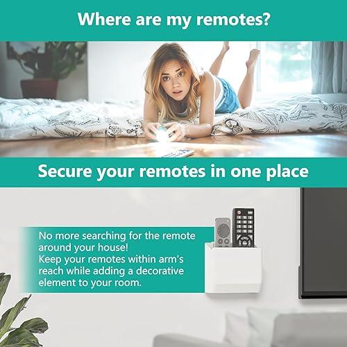 Miniatura 2 de WALI Soporte de pared para control remoto, bolsillo para soporte de pared para TV, estante de noche, 5 pulgadas sin agujeros, para 2 o 3 controles