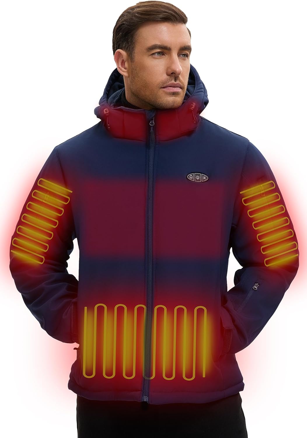 Heated Jackets for Men with Battery Pack Included, Softshell Mens Heated Jacket with Adjustable&Detachable Hood