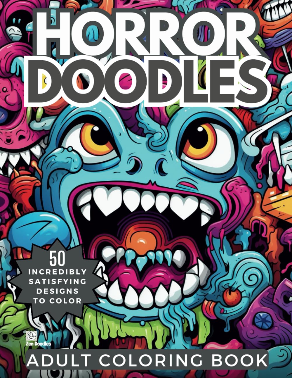 Horror Doodles Adult Coloring Book: Relaxing Doodles of Cute and Creepy Critters for Stress Relief and Mindfulness (Heavenly Patterns)