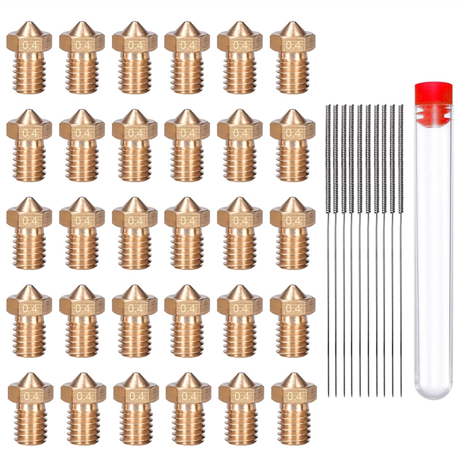 3D-Drucker-Düsensatz, V6 30-teilig, 10 Stück 0,35 Reinigungsnadeln, Extruder .4, Zubehör