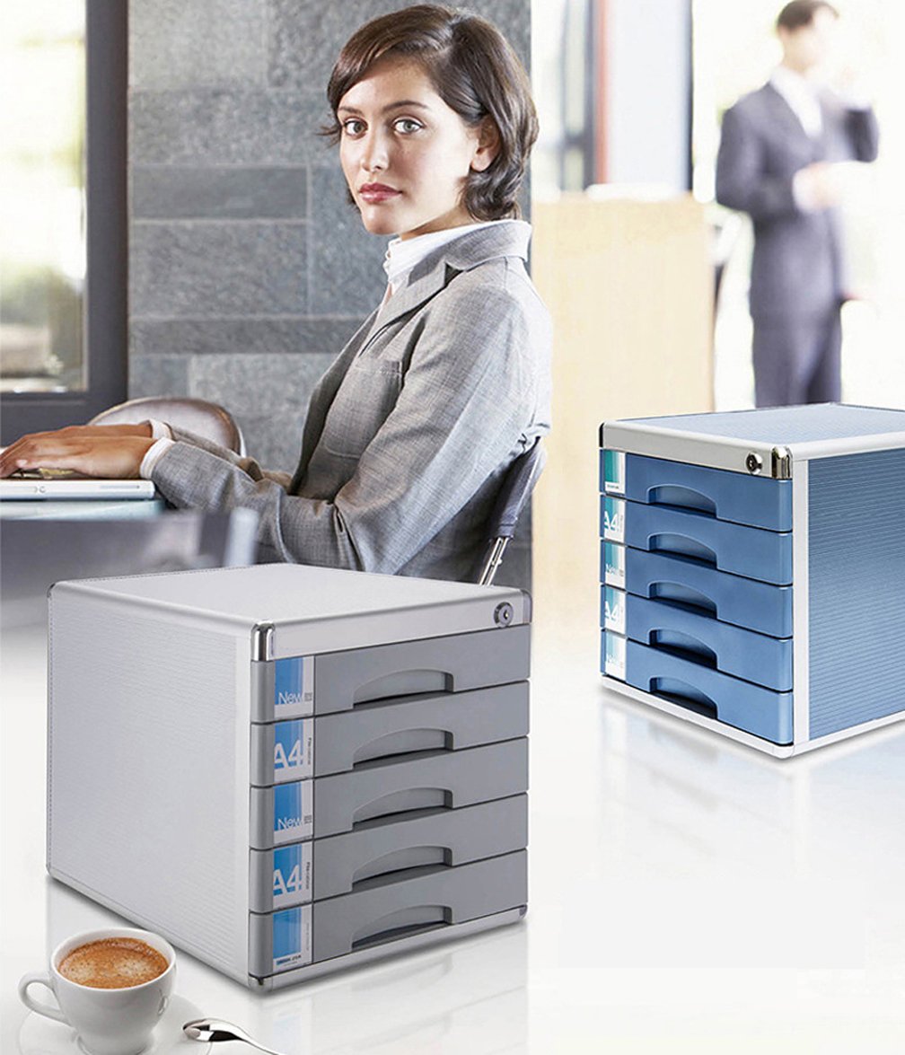 5 Cassettiera da Ufficio con Cassettiera Chiusa Innovativa con Cassettiera Organizer da Tavolo Home Archiviata da Archivio per Documenti, Documenti, File, Penne, con Serratura