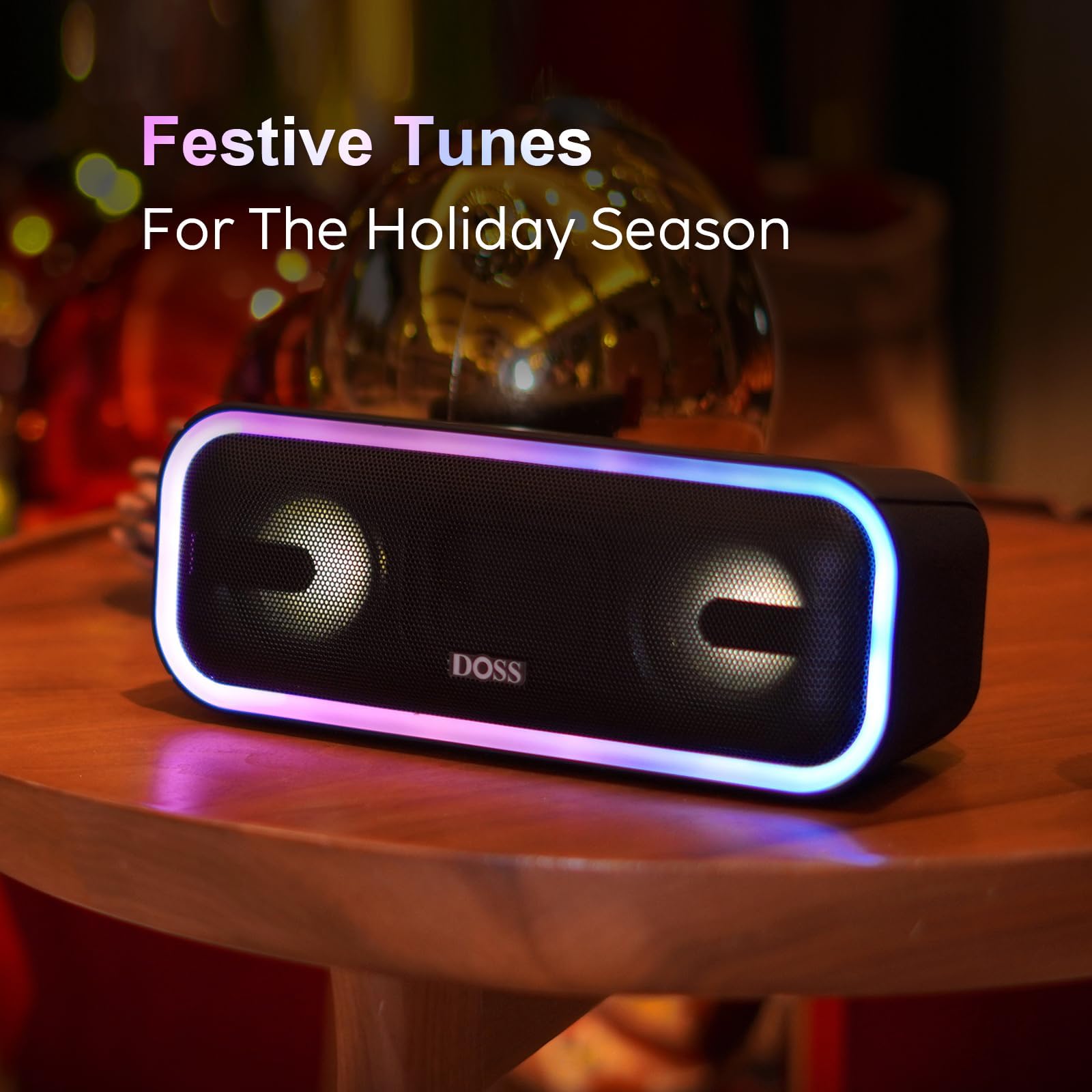 DOSS Enceinte Bluetooth Portable sans Fil IPX6, Autonomie 15H, Noir