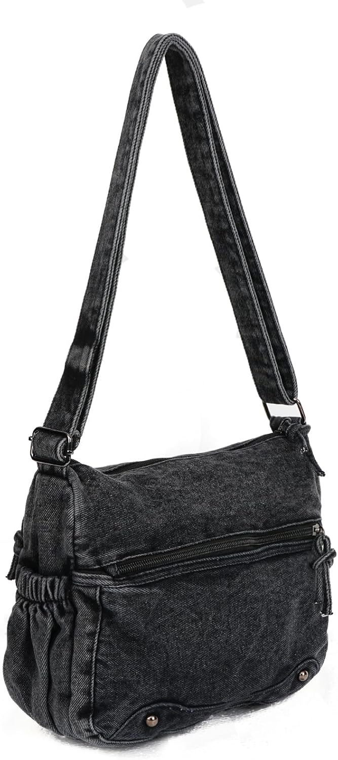 Vintage Denim Purses For Women Jean Adjustable Crossbody Shoulder Bag Casual Style Canvas Messenger Bag For Men