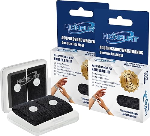 Hionfurt Bandas antináuseas para adultos y niños, alivio de náuseas matutinas para mujeres embarazadas, alivio de acupresión y náuseas para