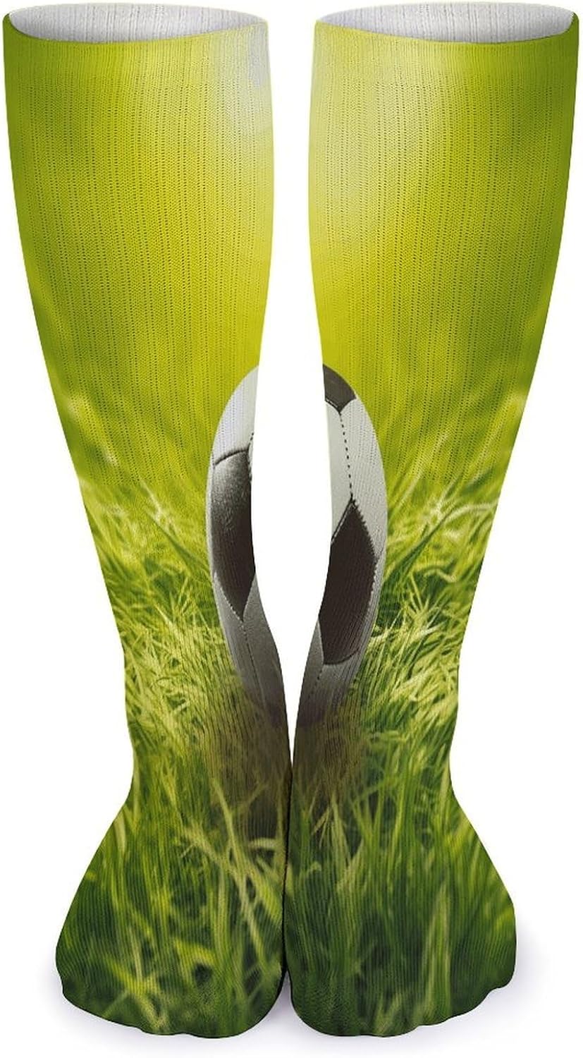 Football on Grass Stocking - Cute Casual Long Athletic,Crew Sock for Men Women,Running Socks Soft Breathable for Gift