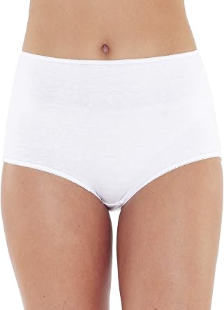 Women's Ladies Multipack of 4 High Waist Full Briefs Cotton Plain Colours