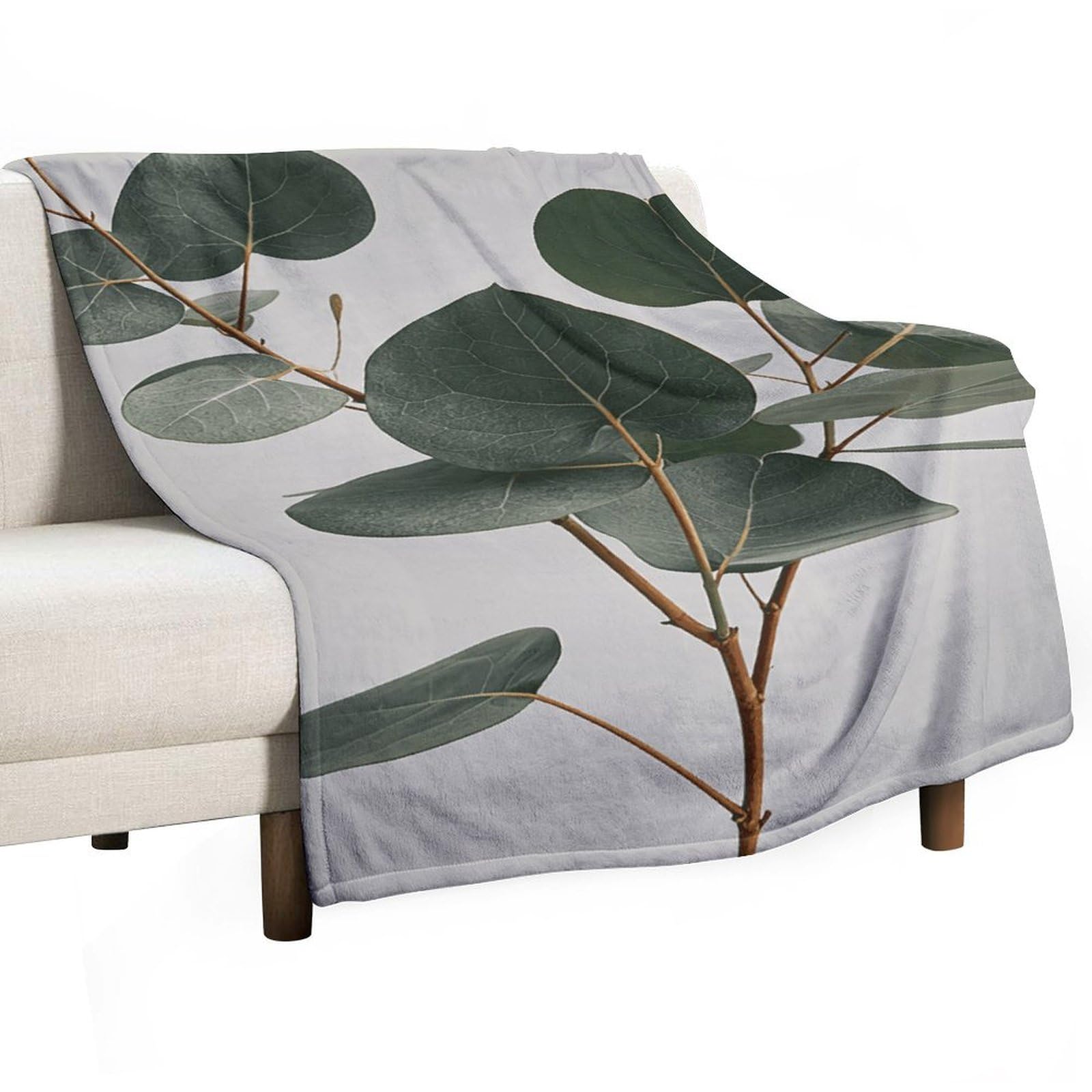 Couverture flanelle eucalyptus 100x150 cm pour lit et canapé