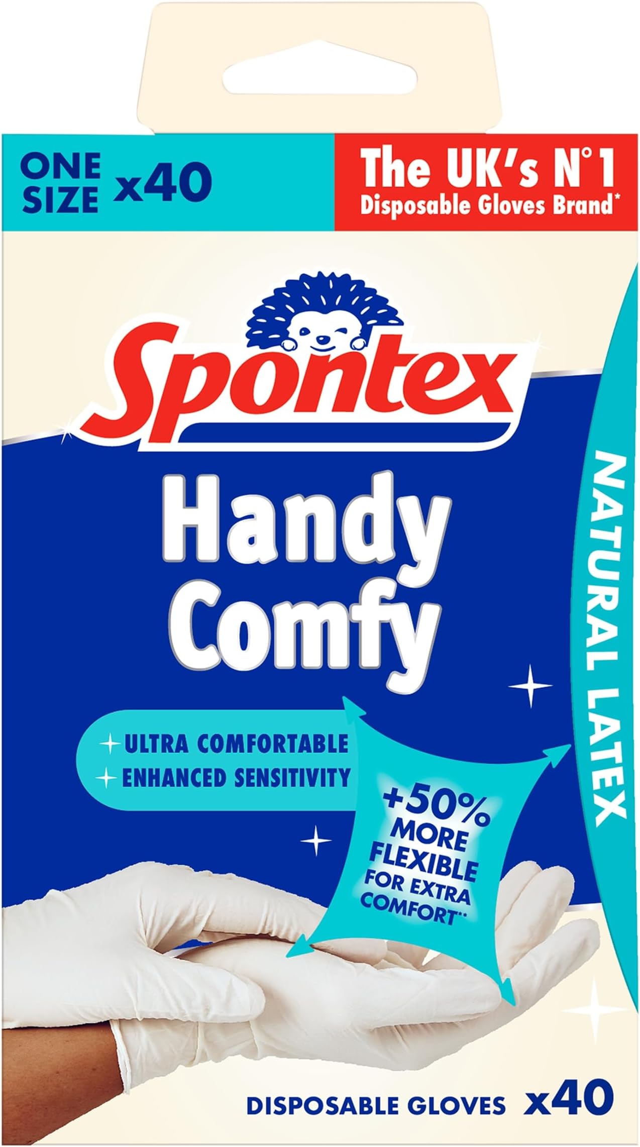 Spontex 40 Handy Comfy Disposable Gloves | One Size | Flexible for Extra Comfort