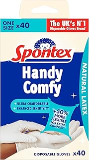 Spontex Handy Latex Disposable Gloves, Pack of 40, One Size