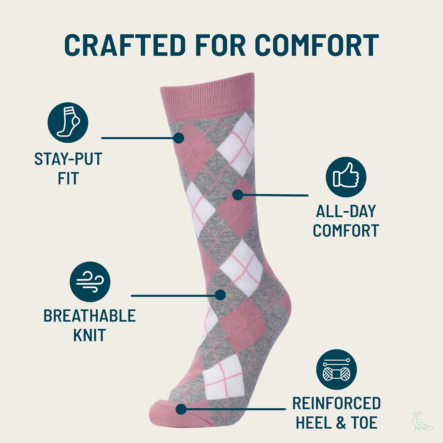 No Cold Feet Men’s Pink Dress Socks – Classic Soft Crew Dress Socks, All-Day Comfort for Work, Business or Weddings - Image 3