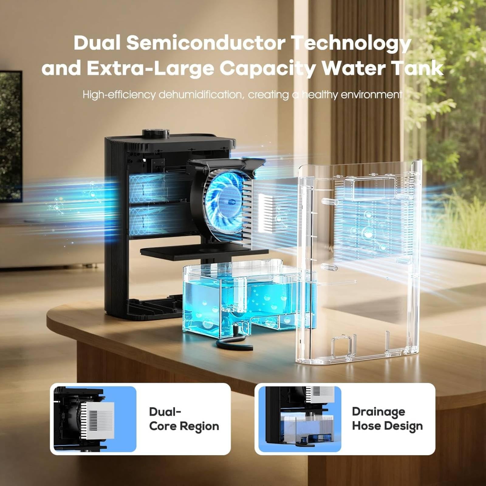 Deumidificatore Casa Elettrico, Deumidificatore Elettrico, Anti Muffa, Capacità del Serbatoio da 2500 ml, Ultra Silenzioso, Deumidificatores Portatile per Camera da Letto, Bagno, Armadio