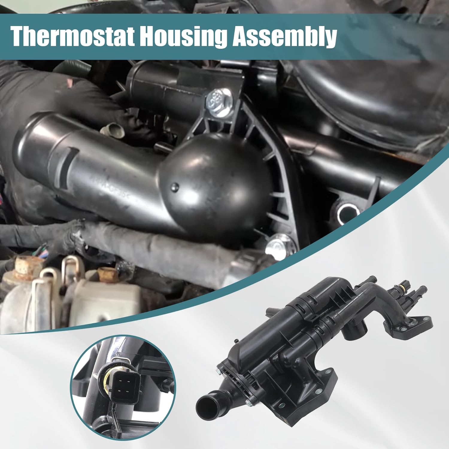 GXARTS Thermostat Housing Assembly 25600-3CAE0 256203CAA0 256413CAA0 Compatible With Kia Sorento 2011-2017 Compatible With Kia Sedona 2011-2018 3.3L