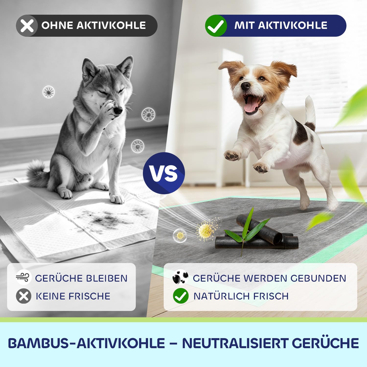 Pawtasy PIPI Matten für Hunde mit Aktivkohle gegen Gerüche Welpen Unterlagen Einweg Puppy Pads Auslaufsicher & Saugstark Trainingspads Weich & Hautfreundlich 56 x 56 cm (100 Stück)