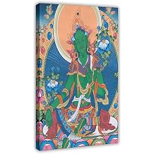 Mother Goddess Green Tara Tibetan Thangka Canvas Poster Wall Art Prints Room Aesthetic Murals Bedroom And Living Decorations Frame 12x18inch