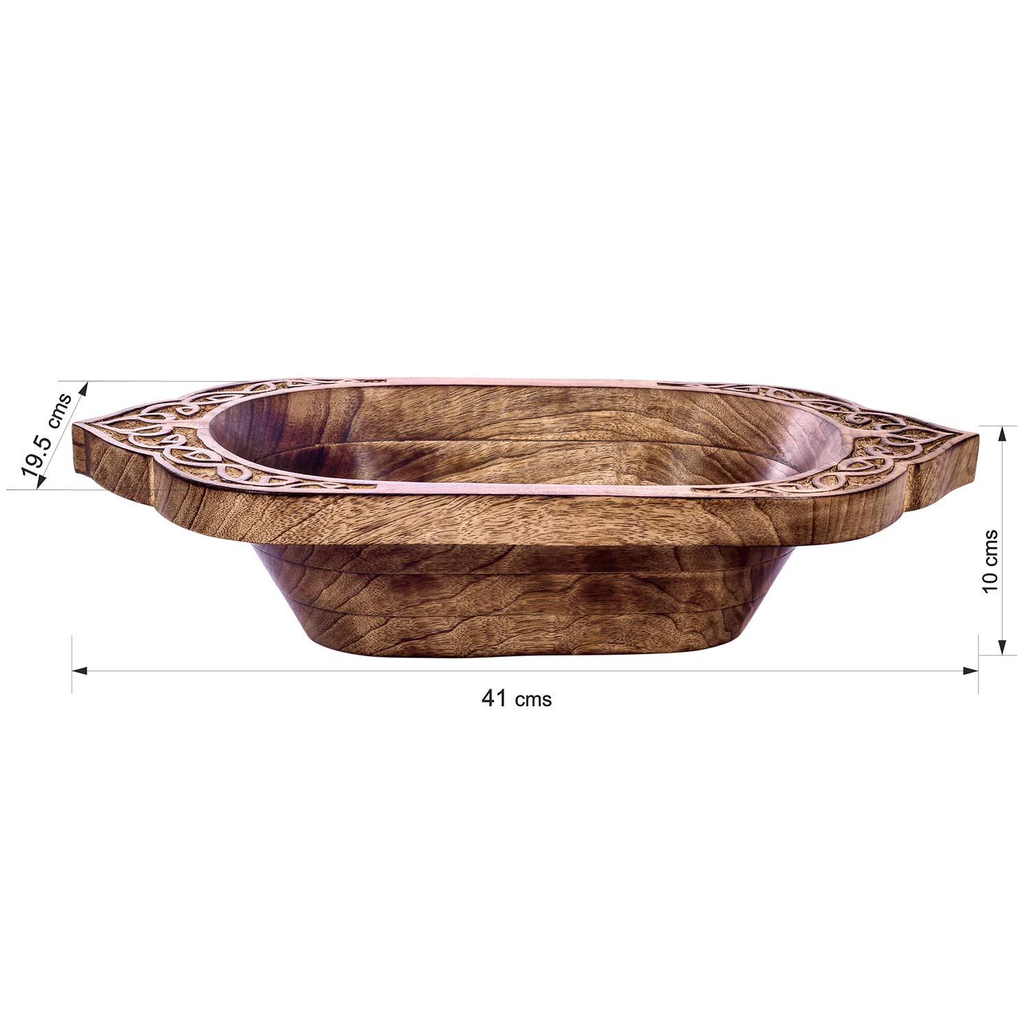 Vassoio in Legno Naturale, Ciotola per Insalata, Verdure e Frutta, Vassoio Grande e Profondo per la Famiglia, le Feste. (Viking Bowl (New))