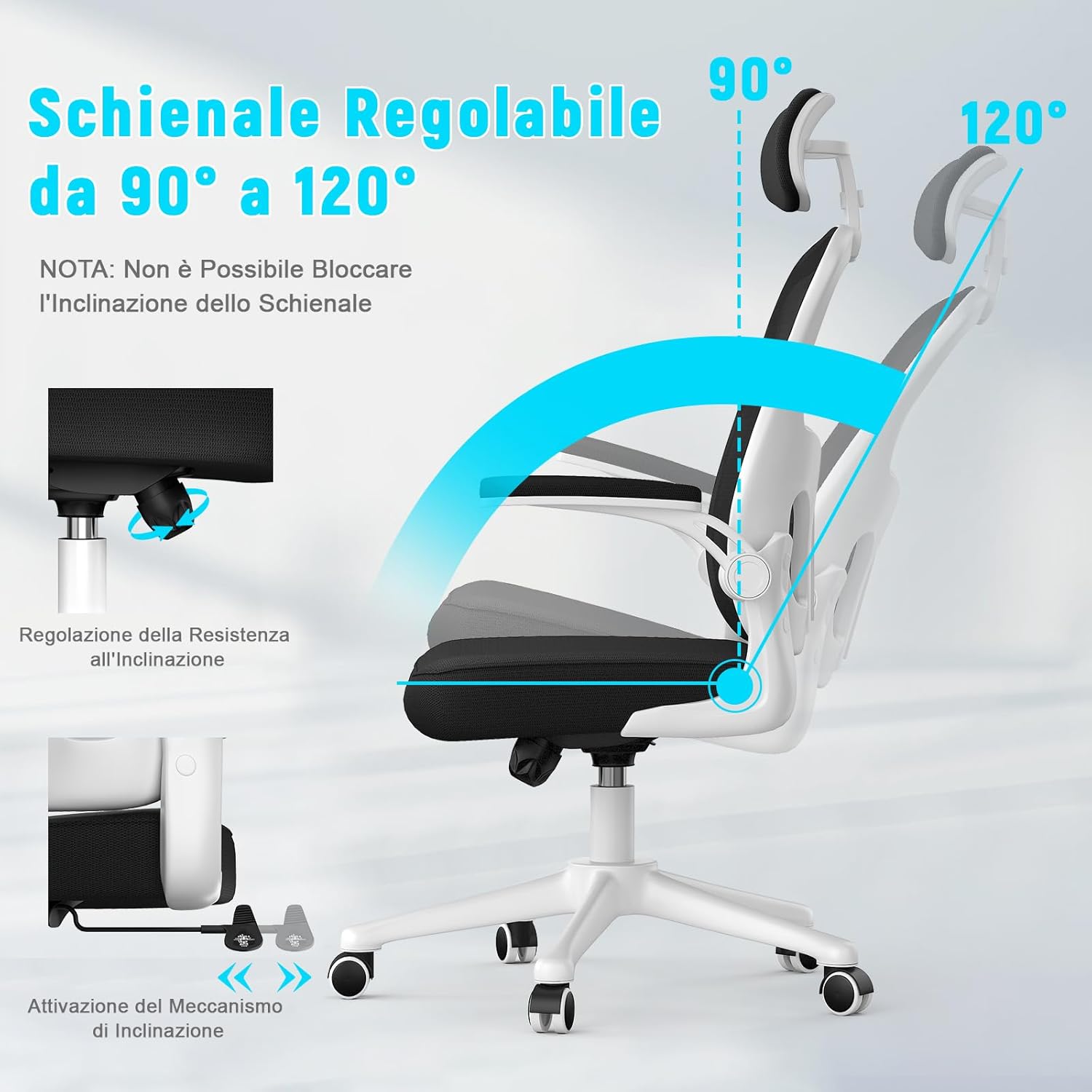 rattantree Sedia da Ufficio con Poggiatesta Regolabile immagine 4