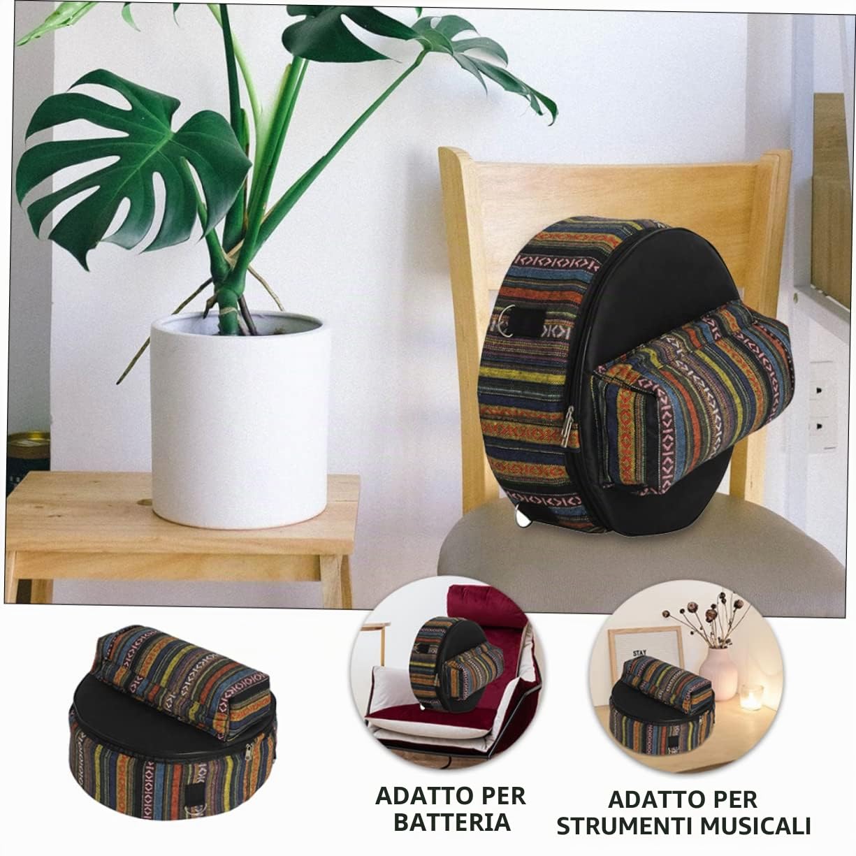 Mikinona Borsa per Tamburo Oxford, Leggera, Grande Capacità, Comoda da Trasportare, per Strumenti Musicali