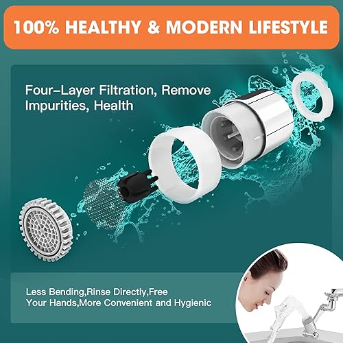 Miniatura 4 de Extensor de grifo giratorio de 1080 2 piezas grifo de extensión multifuncional giratorio con 2 modos de salida de agua aireador de grifo giratorio