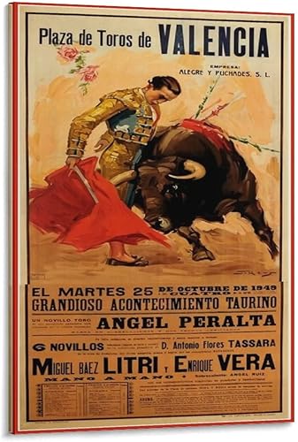 Madrid Arena - Póster retro de viaje corridas de toros, arte de rodeo (2) impresiones artísticas de pared para decoración de pared, decoración de