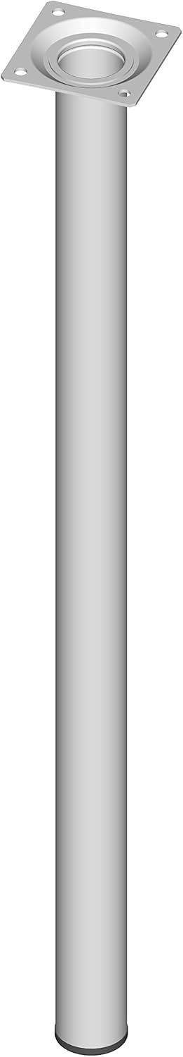 Element System Steel Pipe Feet Round Table Leg, Furniture Feet Including Screw-On Plate, 11100-00064