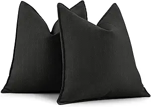 ZWJD Black Pillow Covers 26x26 Set of 2 Chenille Throw Pillow Covers with Elegant Design Soft and Luxurious Decorative Throw Pillows for Couch, Bed, and Home Decor