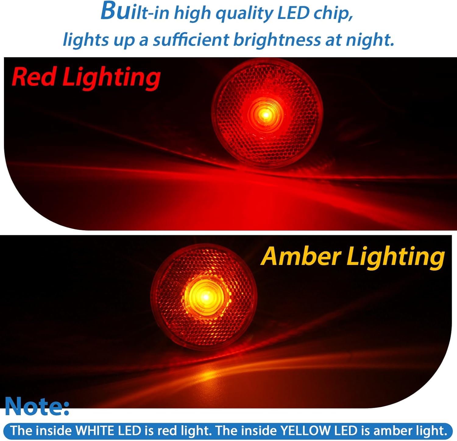 Dream lighting 12V DC 2.5inch Round LED Side Marker Lights for Automotive RV Trailer Truck Clearance Indicator Front/Rear Side - 6 Amber & 6 Red Lights