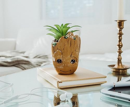 Miniatura 9 de Marvel Studios I Am Groot - Mini maceta de cerámica de 3 pulgadas con suculentas artificiales maceta pequeña plantas de interior sintéticas