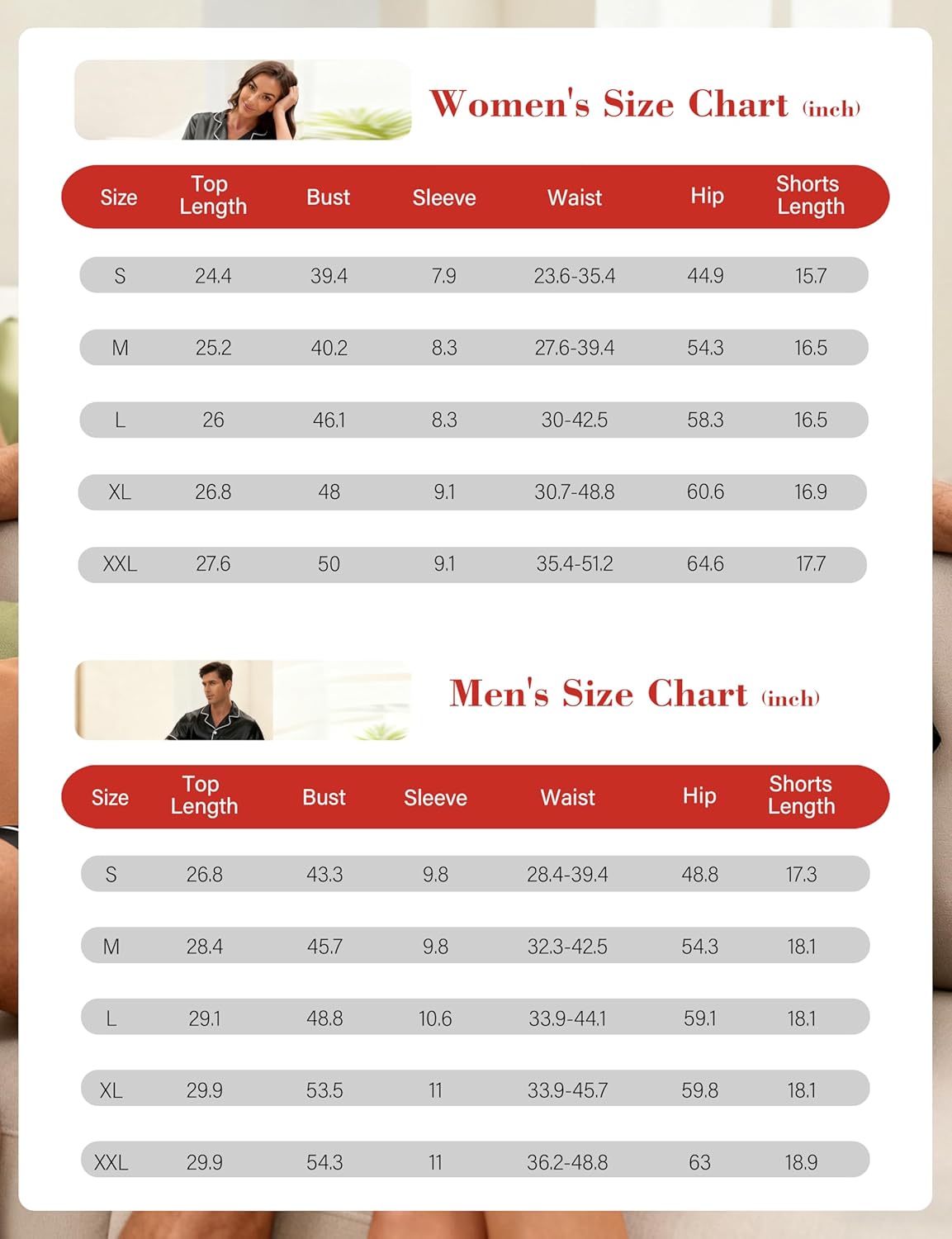 EPLAZA Satin Matching Pajamas for Couples Silk Button Down Pjs Set Women & Men Short Sleeve Sleepwear 2 Pcs Loungewear - Image 7