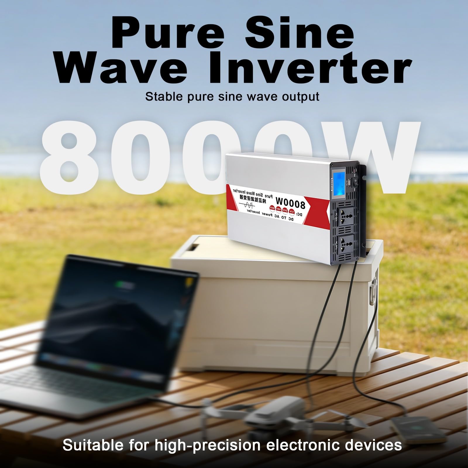 Inverter Ibrido 5000W/6000W/8000W, Inverter Solare a Onda Sinusoidale Pura,12V/24V/48V/60V DC a 110V/230V AC, Efficiente Energia per Casa e Camper(6000W,60V to 230V)