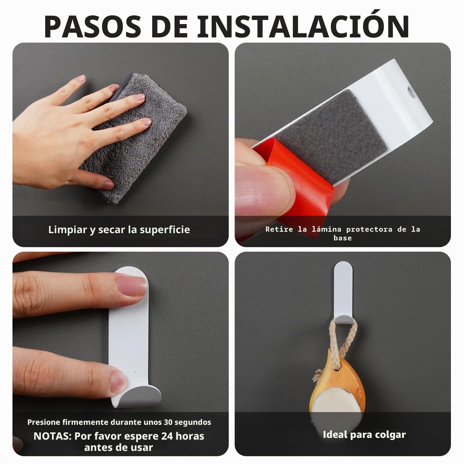 Feligio Ganchos Adhesivos Para Pared 12 Piezas, Colgadores Adhesivos Resistentes Sin Taladro de Acero Inoxidable, Colgador Toalla Baño Adhesivo Impermeable, Para Cocina Dormitorio, Blanco