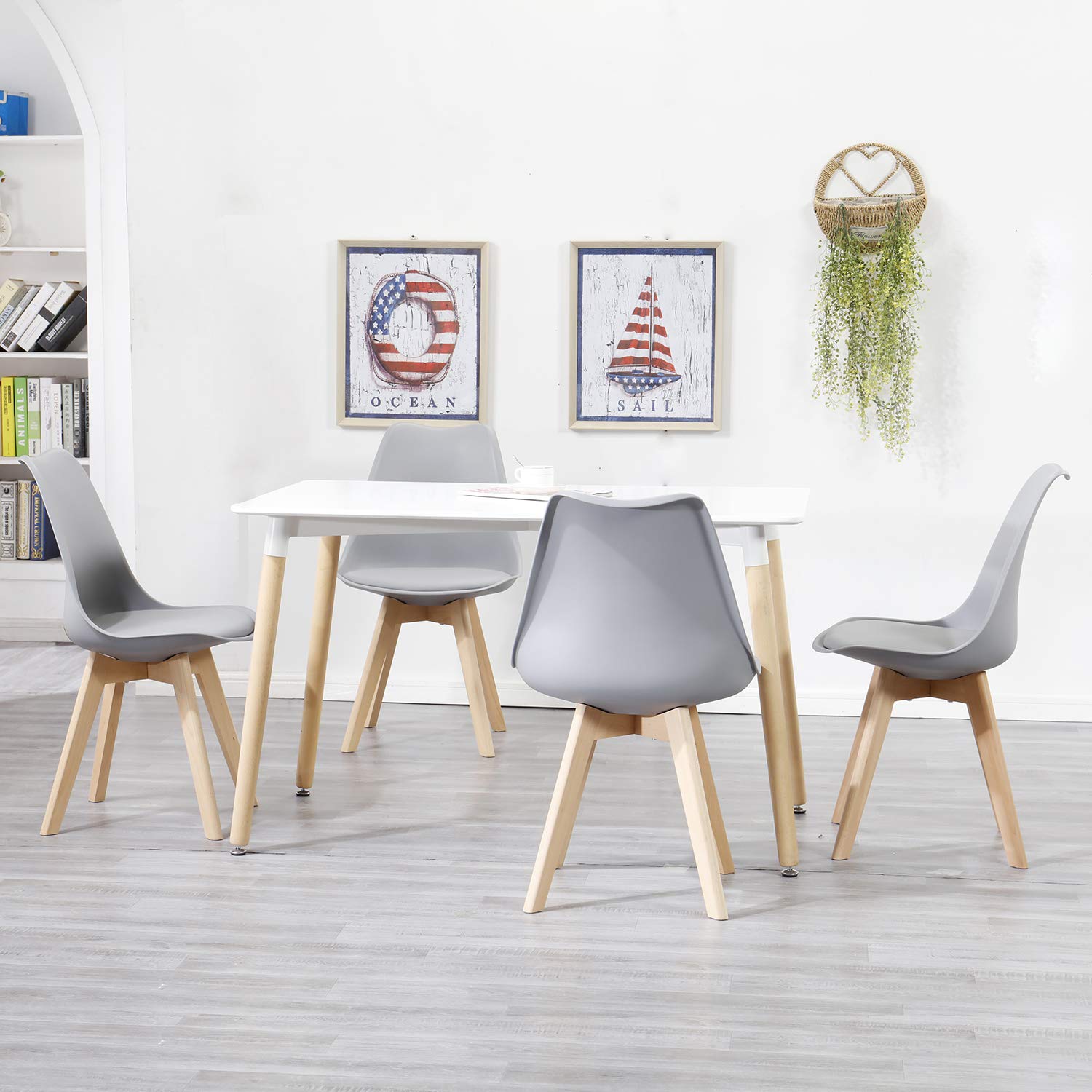 Set 6 sedie grigie sala da pranzo Sedie Soggiorno 6 Sedie Tavolo da Pranzo Sedie Cucina Moderne,Per Arredo Sala da Pranzo,Cucina e Ufficio,con Seduta Imbottita e Gambe in Legno di Faggio,Grigie