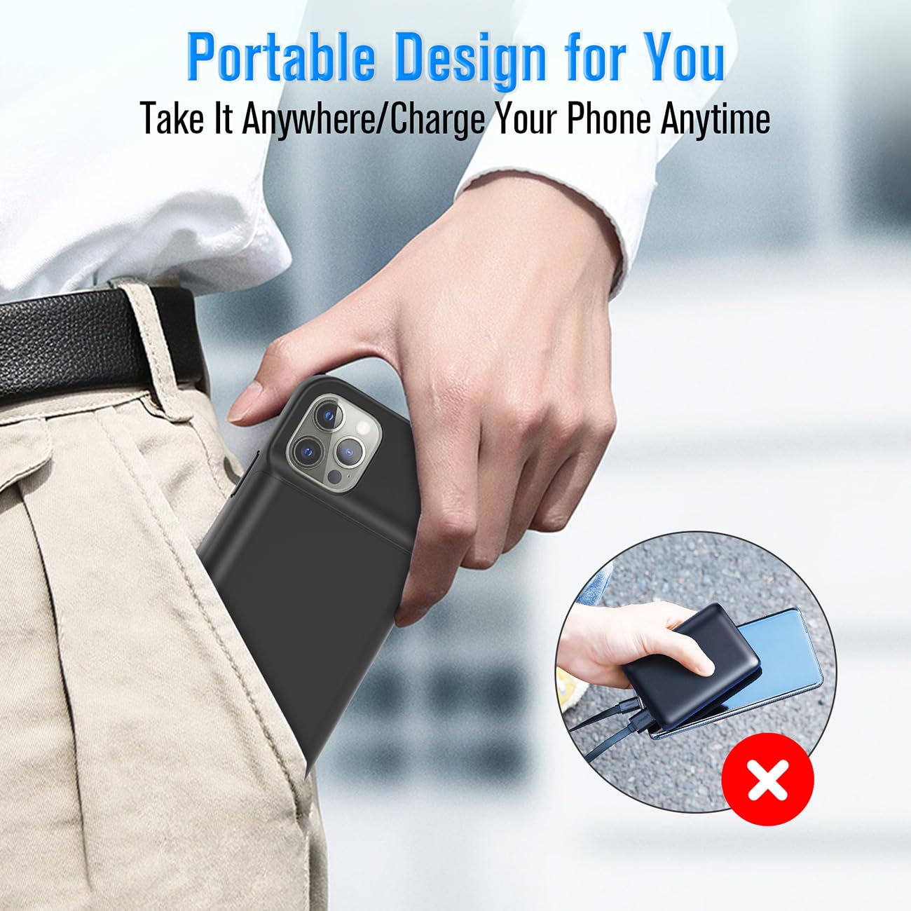 Funda de batería para iPhone 11 Pro [5000mAh] Funda de carga portátil, protectora y recargable para iPhone 11 Pro (5.8 Pulgadas)