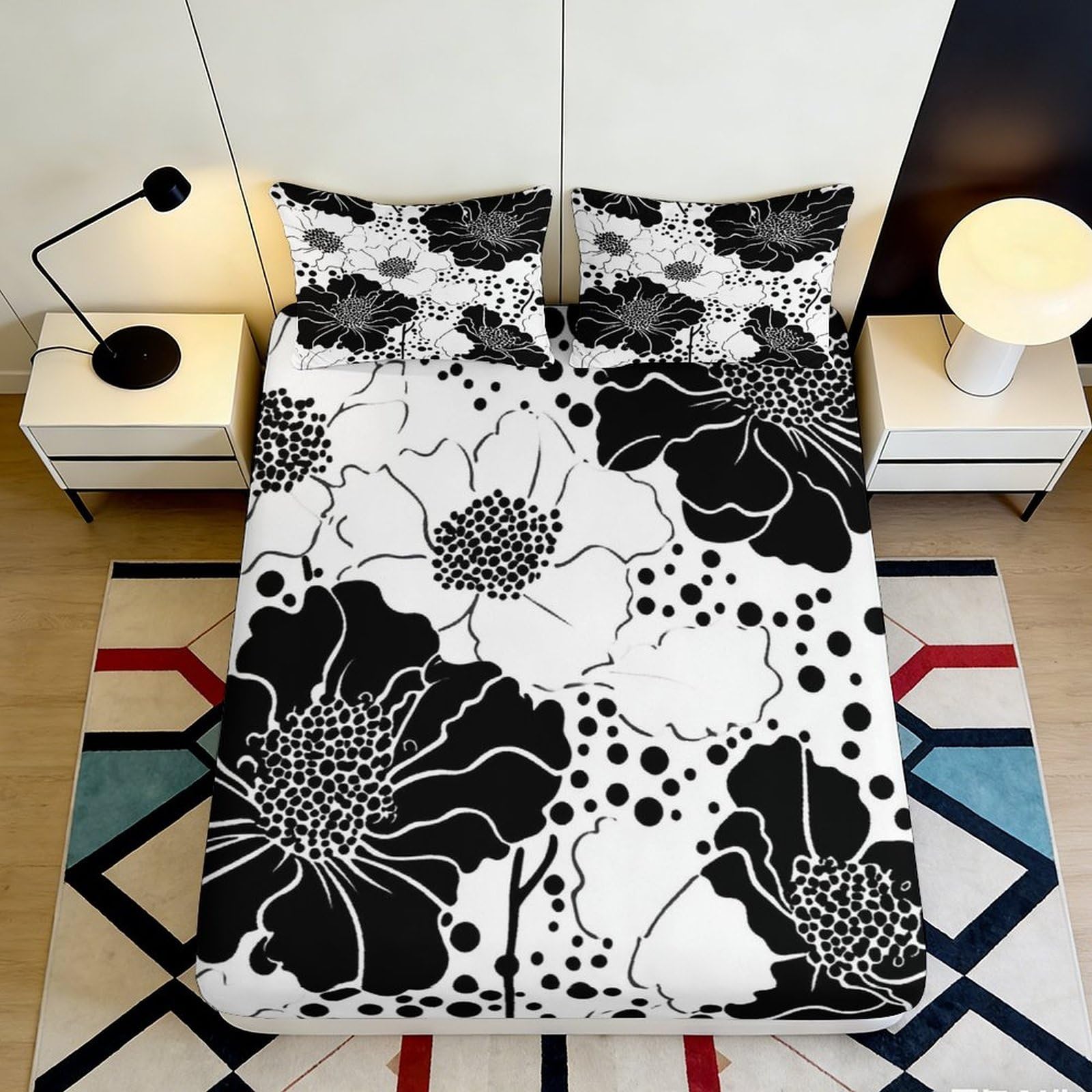 3D Printed Abstract Letter Fitted Sheet Microfiber Deep Pocket Bedroom Decor Colorful Letter Mattress Fitted Cover Full Wrap 160x200x25cm