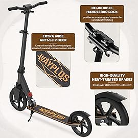 WAYPLUS Lightweight Kick Scooter for Kids, Teens & Adults, Orange, 8-Inch, ABEC9 Bearings, Adjustable Height 3.9-6.2FT, Foldable, Quick Response Service