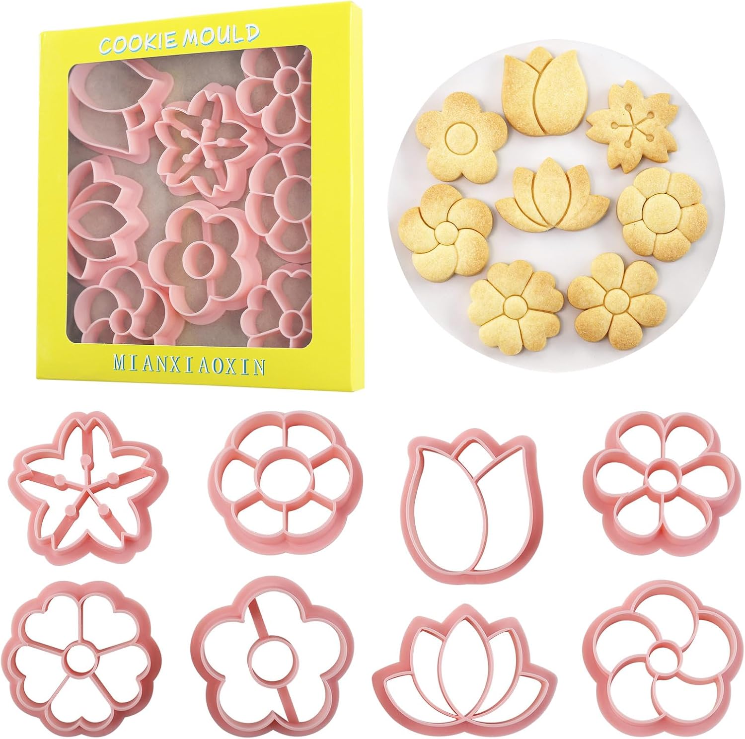 8 Piece Cute Jam Sandwich Biscuit Cookie Cutters Flower,Star Shape Cookie Molds Cartoon Fun Biscuit Moulds(8-Jam Biscuit) image 4