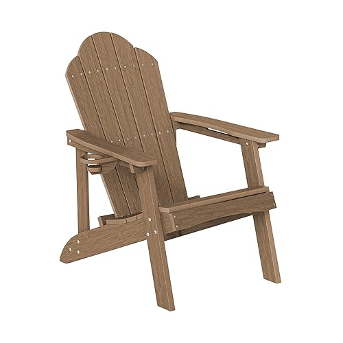 Wood-Grain HDPE Adirondack Chair Set of 1 - Weather Resistant