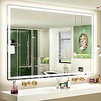 Vista 17 de SMIROR Espejo de baño LED con luces de 22" x 30", espejo de tocador rectangular redondeado iluminado para pared, iluminado frontal y retroiluminado