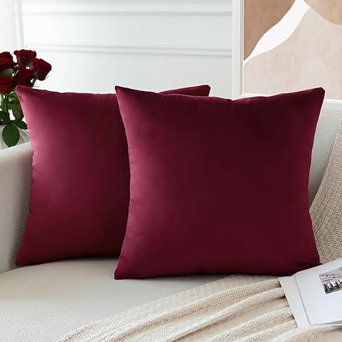 Miniatura 4 de OTOSTAR Juego de 2 fundas de almohada decorativas de terciopelo suave, fundas de cojín cuadradas sólidas para decoración del hogar, fundas de