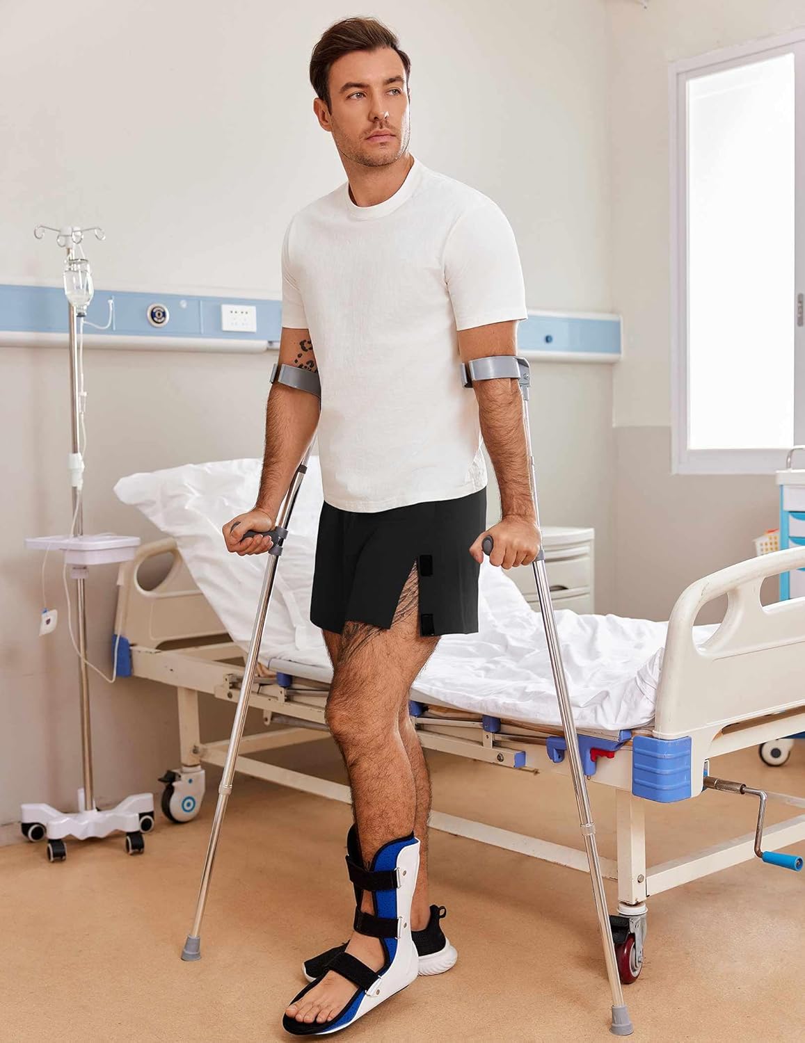 Deyeek Unisex Tear Away Shorts 3-inch Knee Hip Replacement Kit After Surgery Post Surgery Cotton Shorts Without Pocket - Image 2