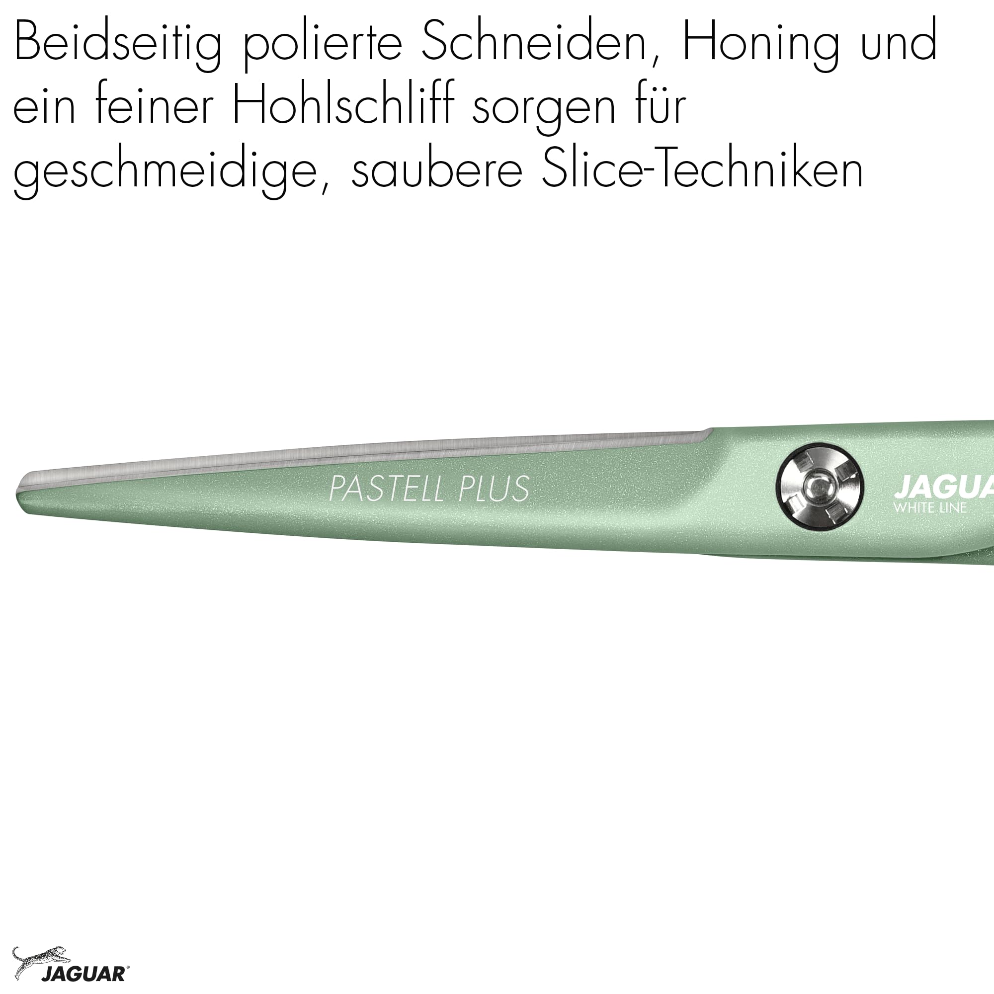 JAGUAR Nożyczki do włosów PASTELL PLUS Matcha Offset 5,5" | Nożyczki fryzjerskie w stylu offsetowym | antyalergiczna, odporna powłoka metaliczna | Made in Germany